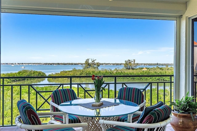 balcony with a water view