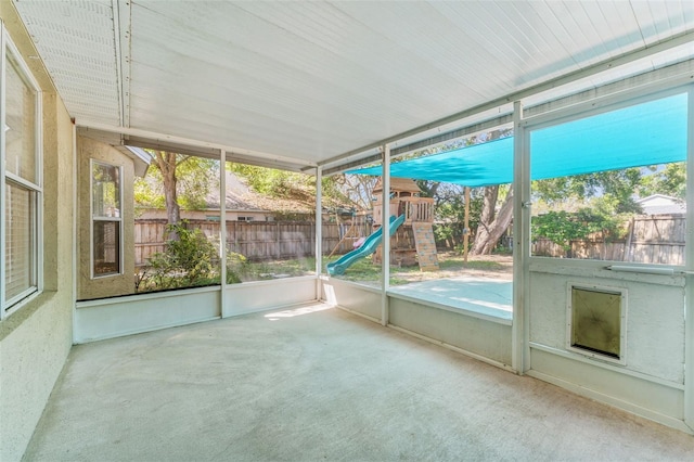 view of unfurnished sunroom