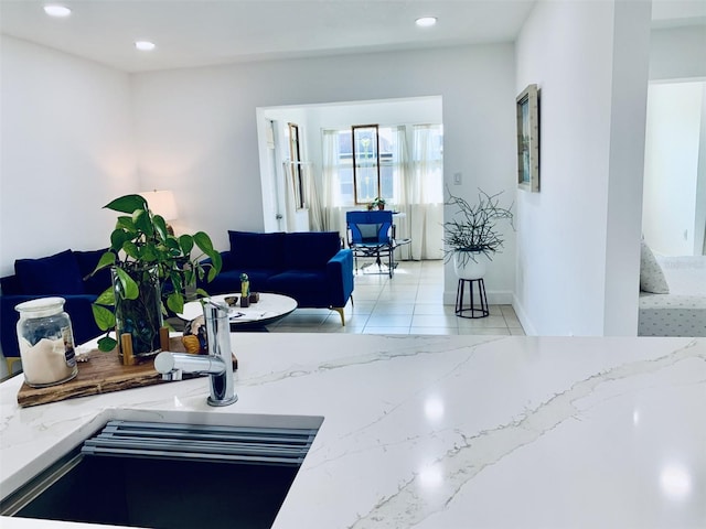 living area featuring recessed lighting