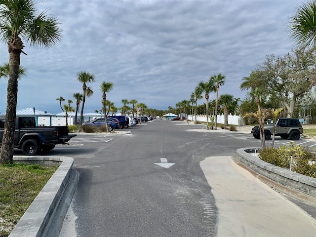 view of street with curbs