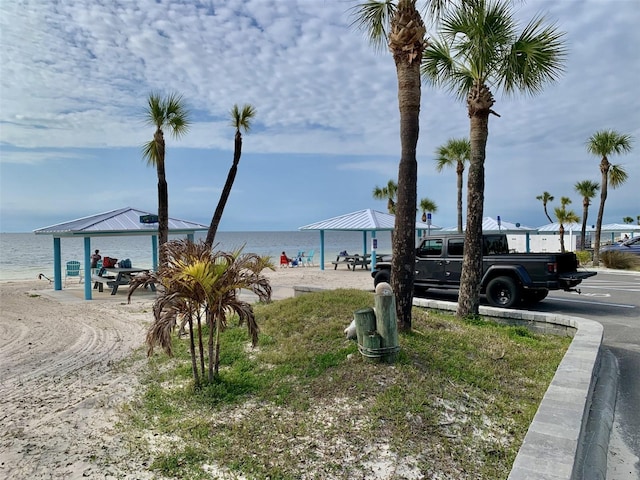 water view featuring a gazebo