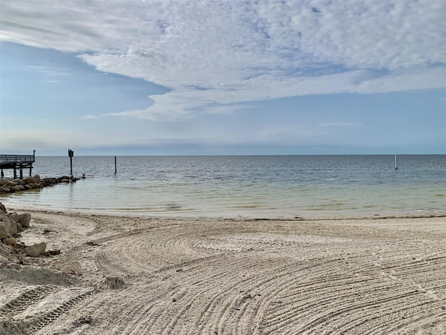 view of water feature featuring a beach view