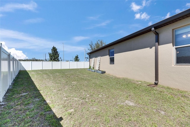 view of yard with a fenced backyard