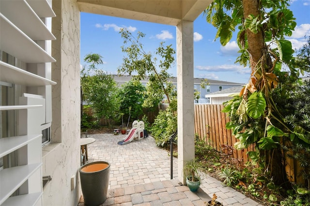 view of patio featuring a fenced backyard