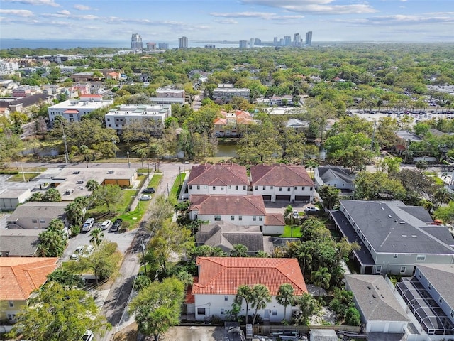 birds eye view of property with a residential view