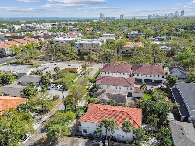 aerial view featuring a city view and a residential view