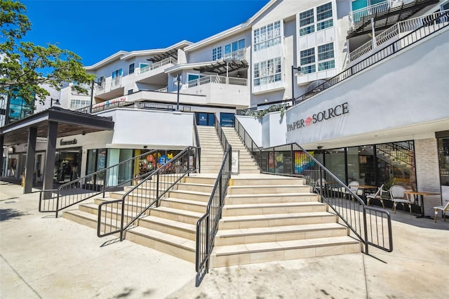 view of building exterior featuring stairway