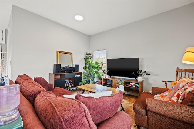 living area with wood finished floors