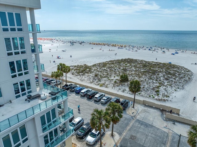 property view of water featuring a view of the beach