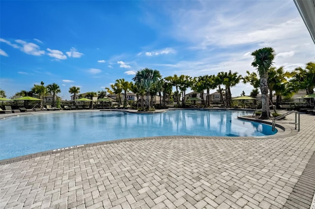pool featuring a patio area