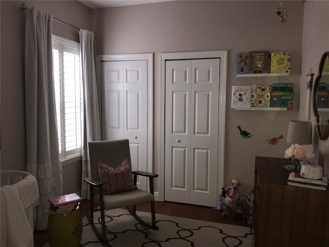 sitting room with wood finished floors