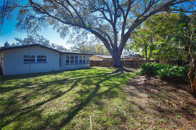 view of yard featuring a fenced backyard