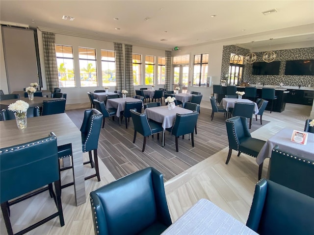 dining room with visible vents