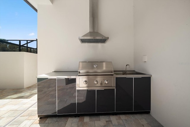 view of patio / terrace with a grill, exterior kitchen, and a sink