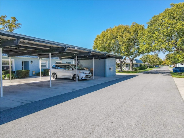 view of covered parking lot