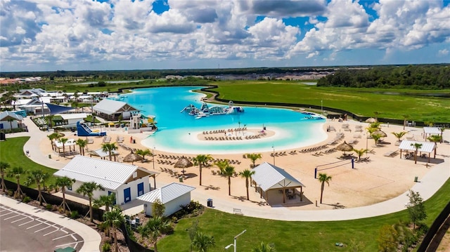 bird's eye view featuring a water view