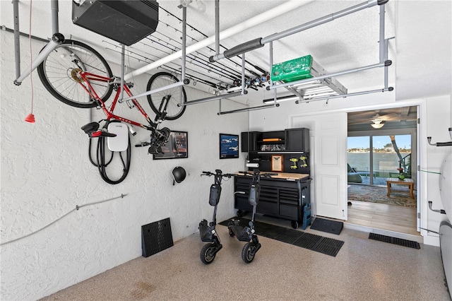 garage featuring a textured wall