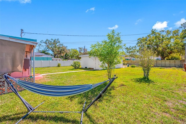 view of yard featuring a fenced backyard