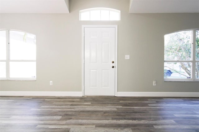 entrance foyer featuring baseboards and wood finished floors