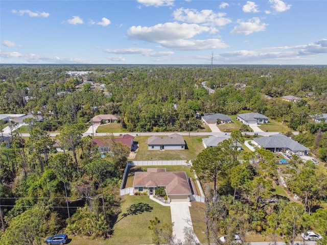 bird's eye view featuring a view of trees