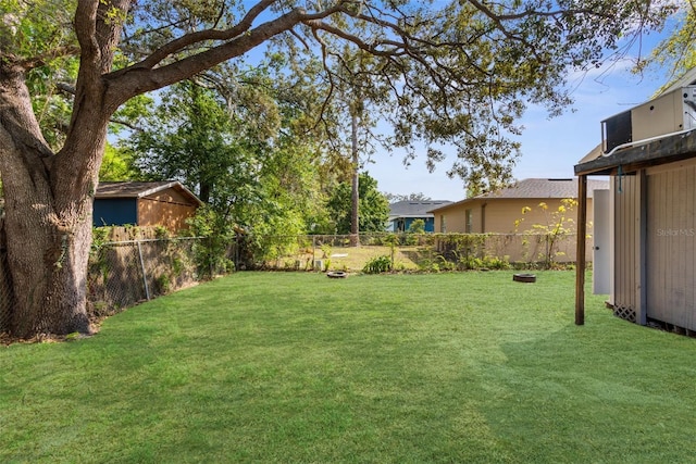 view of yard with a fenced backyard