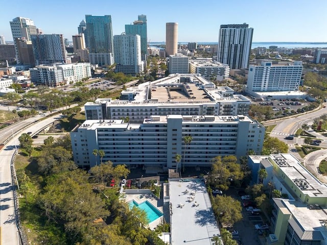 drone / aerial view with a view of city