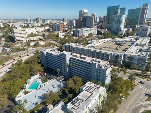 aerial view featuring a city view