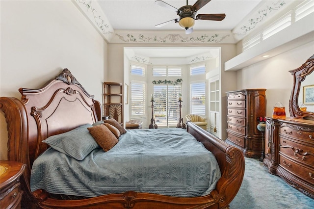 bedroom with carpet and ceiling fan