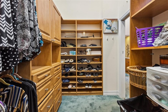 walk in closet featuring carpet