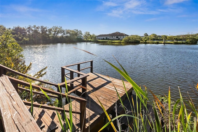 dock area featuring a water view