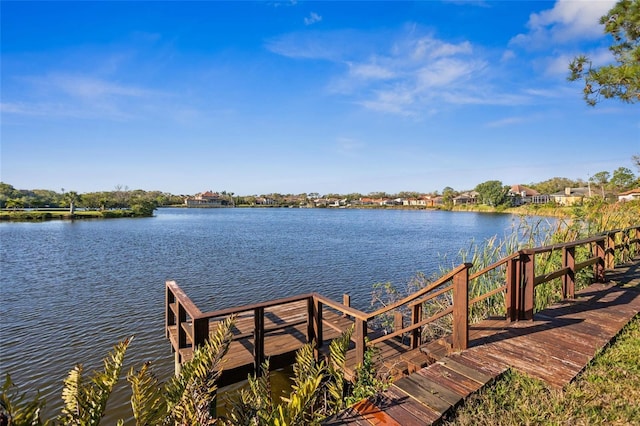 view of dock featuring a water view