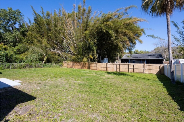 view of yard featuring a fenced backyard