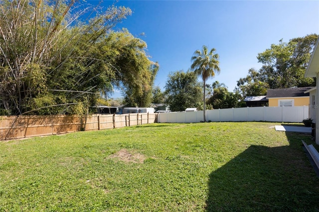 view of yard featuring a fenced backyard