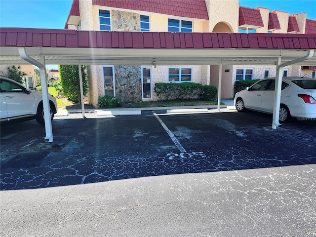 view of covered parking lot