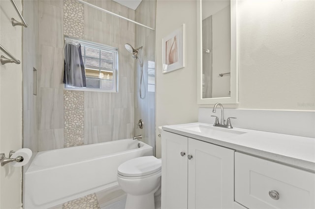 full bathroom with toilet, shower / washtub combination, and vanity