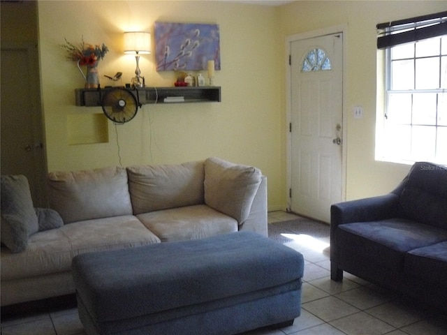 view of tiled living area