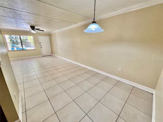 5221 Bayshore Blvd Unit 29, Tampa, FL 33611 - unfurnished dining area with baseboards, ceiling fan, and ornamental molding