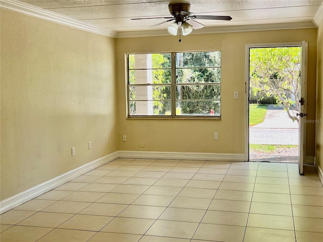 5221 Bayshore Blvd Unit 29, Tampa, FL 33611 - empty room with light tile patterned floors, baseboards, and ornamental molding