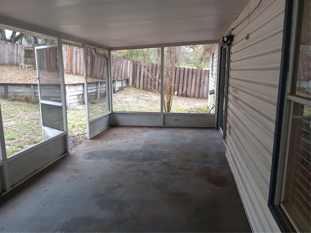 view of unfurnished sunroom