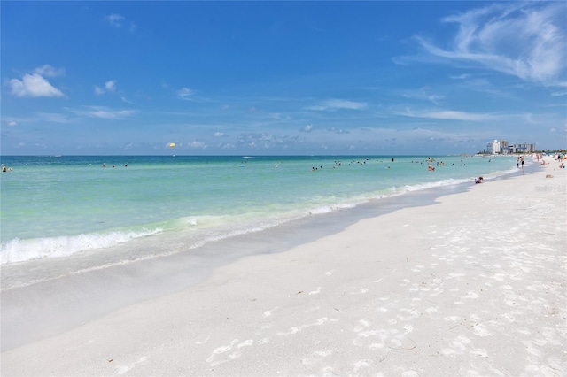 property view of water with a beach view