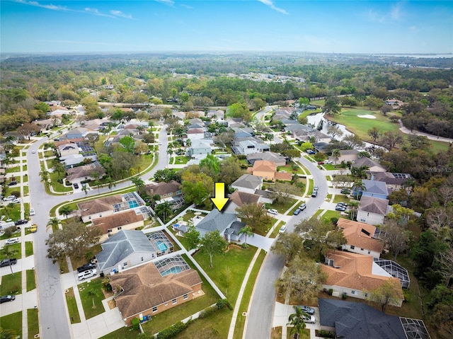 bird's eye view with a residential view