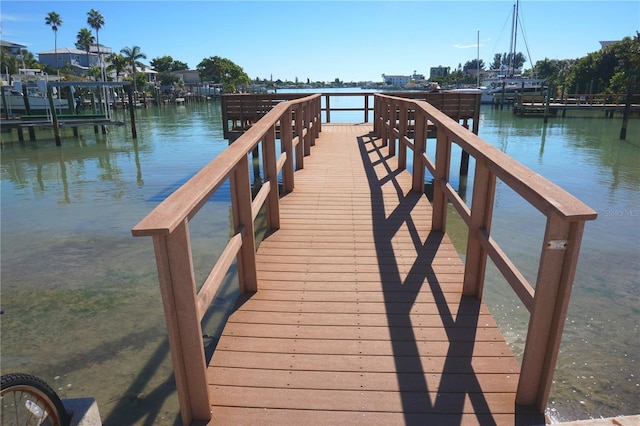dock area featuring a water view