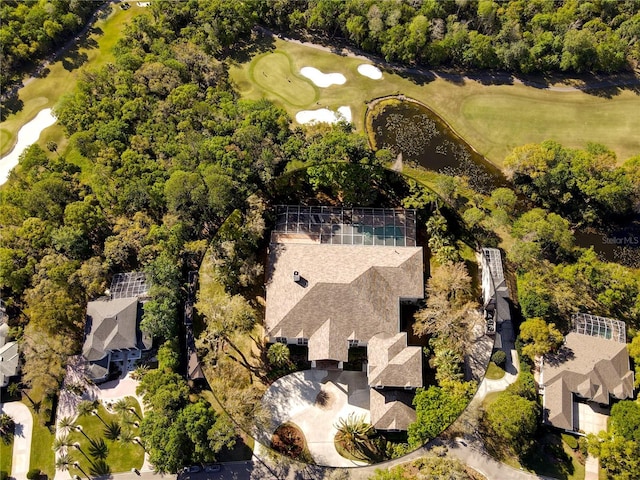 aerial view featuring view of golf course