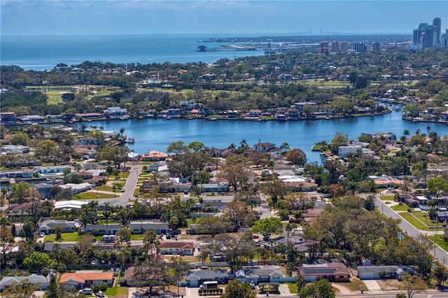 bird's eye view featuring a water view