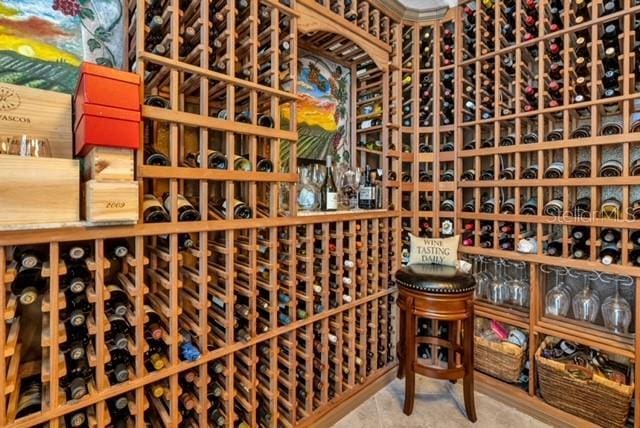 view of wine cellar