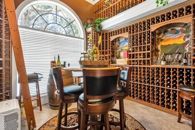 wine room featuring tile patterned floors