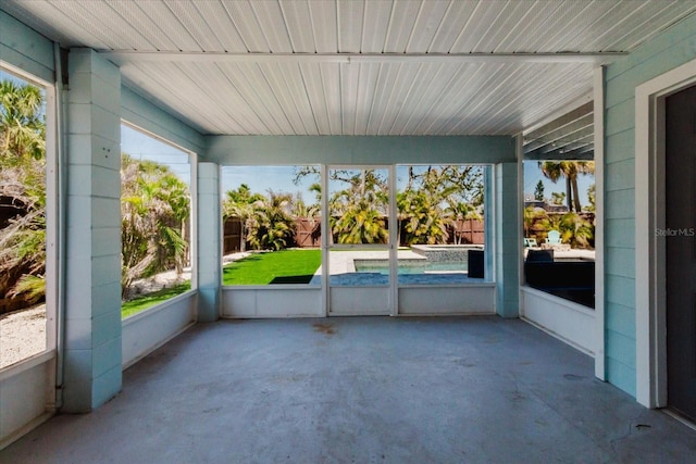 view of unfurnished sunroom