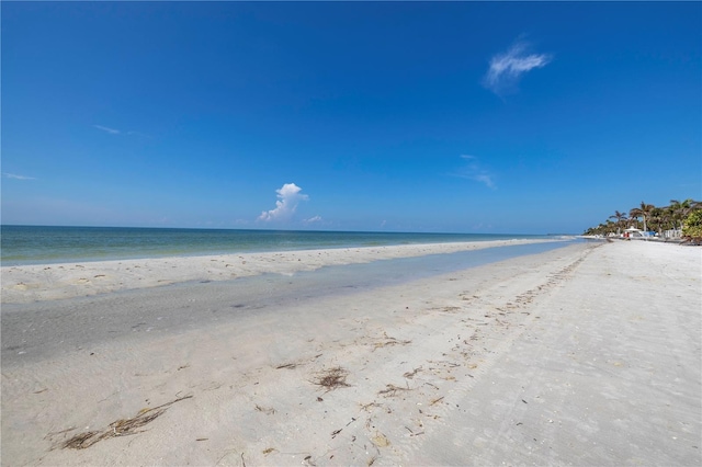 property view of water featuring a view of the beach