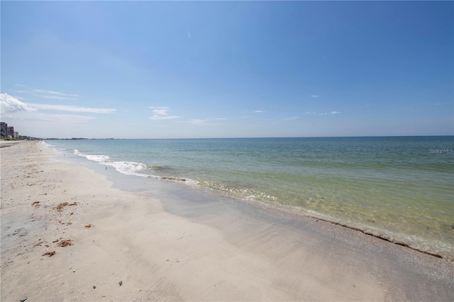 view of water feature with a view of the beach