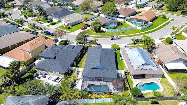 aerial view with a residential view